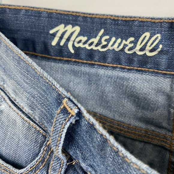 Madewell Womens Size 25 Blue Medium Wash Distressed Frayed Low Rise Jean Shorts - Picture 6 of 7